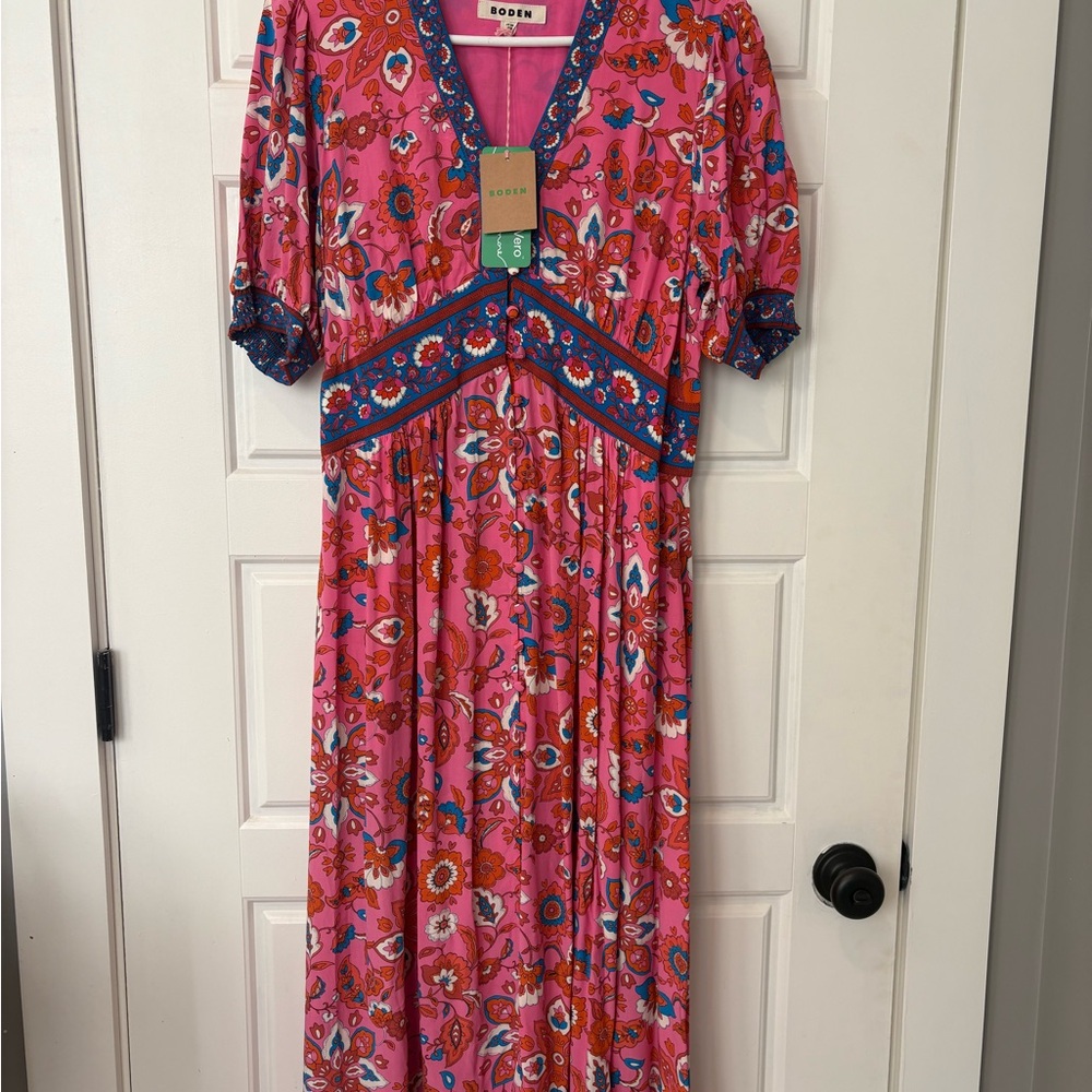 Boden Pink and Blue Floral Dress